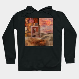 Desert, aesthetics, summer, sculpture, orange, yellow, pink, snake, moon Hoodie